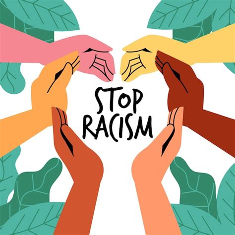 vector people participating   stop racism movement illustrated