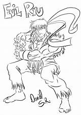 Ryu Evil Lineart Deviantart sketch template