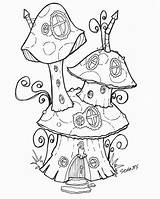 Fairy Coloring Pages Garden House Mushroom Printable Adult Houses Recess Sheets Fairies Tree Drawing Gnome Book Color Mushrooms Colouring Homes sketch template