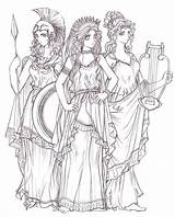 Goddess Aphrodite Goddesses Lineart Olympian Olympians sketch template