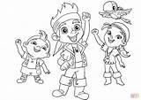 Jake Coloring Izzy Pages Skully Cubby Cheering Together Pirates sketch template
