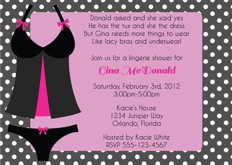 Lingerie Shower Invite Pink And Black Bridal Wedding Shower