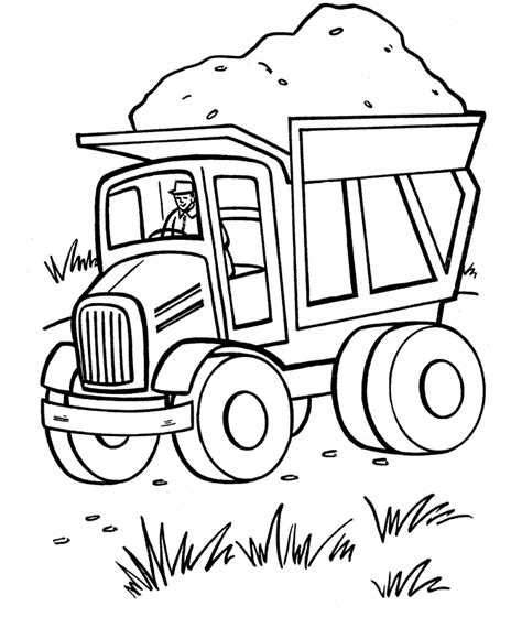 cartoon dump truck  driving   grass