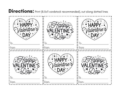 happy valentines day printable cards black  white etsy