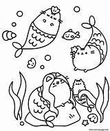 Coloring Cat Underwater Pusheen Pages Printable sketch template