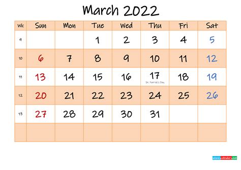 editable march  calendar template noinkm