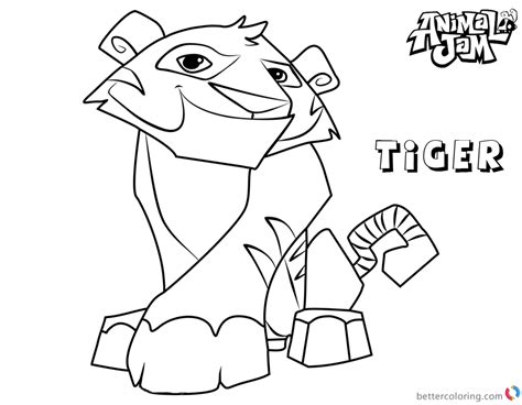 animal jam coloring pages tiger  printable coloring pages