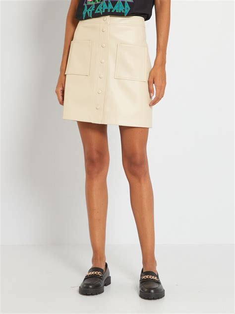 korte rok met opgestikte zakken beige creme kiabi