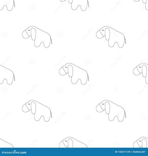seamless pattern  cartoon outline donkey stock vector illustration