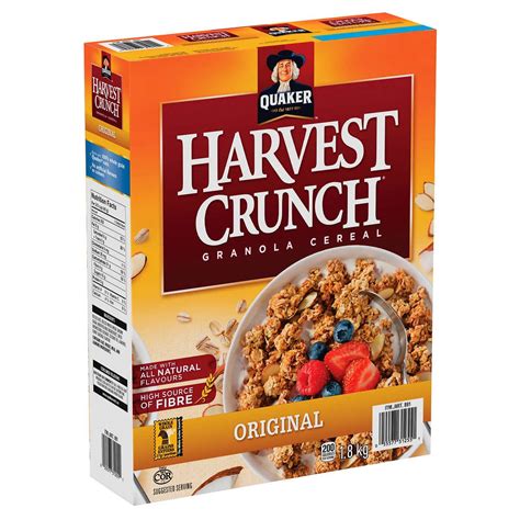 quaker harvest crunch cereales granola cereal original xkg