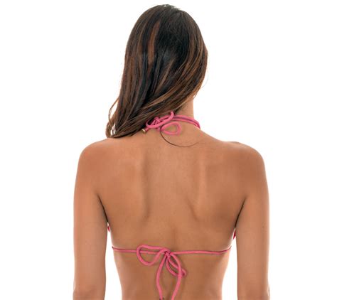 Pink Lurex Triangle Bikini Top With Scallop Trim Soutien Radiante