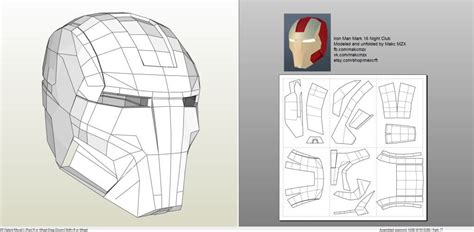 papercraft pdo file template  iron man mark  helmet foam