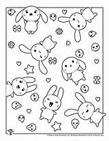 Kawaii Coloring Pages Bunnies Kids Printable Color sketch template