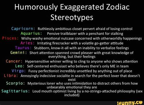 Humorously Exaggerated Zodiac Stereotypes Capr 1 Co Rn Ruthlessly
