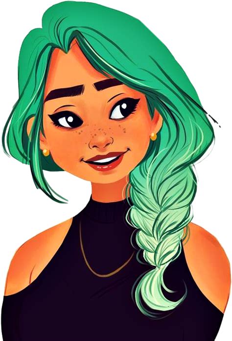girl cutegirl greenhair smiling sticker by cnartscali