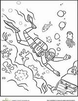 Diver Scuba Snorkel Ocean Education Mewarna Aidilfitri Kad Raya Hari sketch template