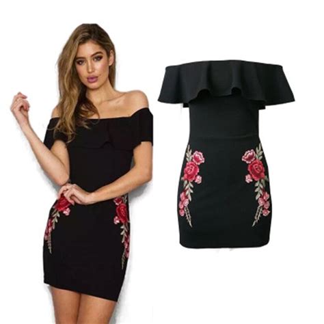 Buy Embroidery Dresses For Women 2017 Black Sexy Off