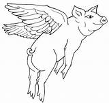 Coloring Flying Pages Pigs Pig Getcolorings sketch template