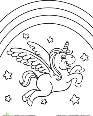 color  flying unicorn worksheet educationcom unicorn coloring