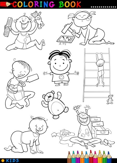 premium vector cartoon cute babies  coloring