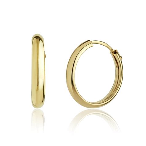 18ct Yellow Gold D Shape Hoop Earrings Pravins Jewellers