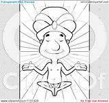 Meditating Coloring Swami Man Outlined Clipart Vector Cartoon Cory Thoman sketch template