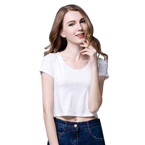 buy sexy exposed navel female t shirt 100 cotton