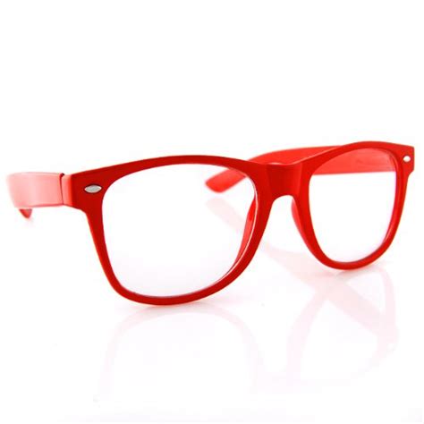 Apparel Hot Deals Nerd Glasses Buddy Holly Wayfarer Red Frame Clear Lens