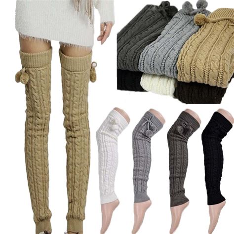 New Women Sexy Warm Classic Leg Warmers Knitting Casual Knee Footless