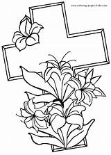 Coloring Pages Easter Religious Printable Cross Kids Friday Good Color Flowers Recovery Colouring Sheets Print Crosses Christian Pintables Lily Adult sketch template