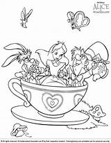 Alice Wonderland Coloring Tea Party Pages Mad Disney Hatter Boston Rabbit Printable Color Sheets Print Fun Colouring Drawings Book Drawing sketch template