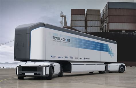 hyundais fuel cell trailer drone   future  trucking   trucks cnet