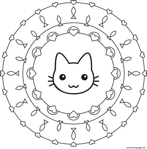 cute cat mandala se coloring page printable