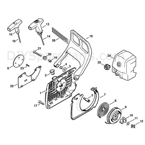 stihl ms  chainsaw ms  parts diagram rewind starter