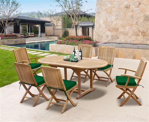 rimini outdoor extending garden table  folding chairs