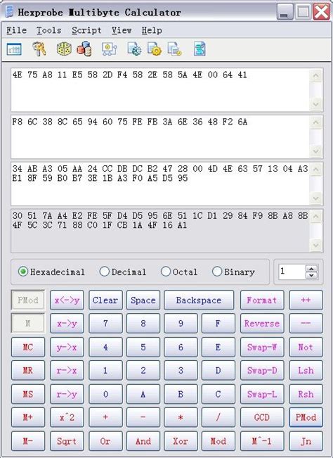 filegets hpmbcalc hex calculator screenshot  programmable multiple precision hex calculator