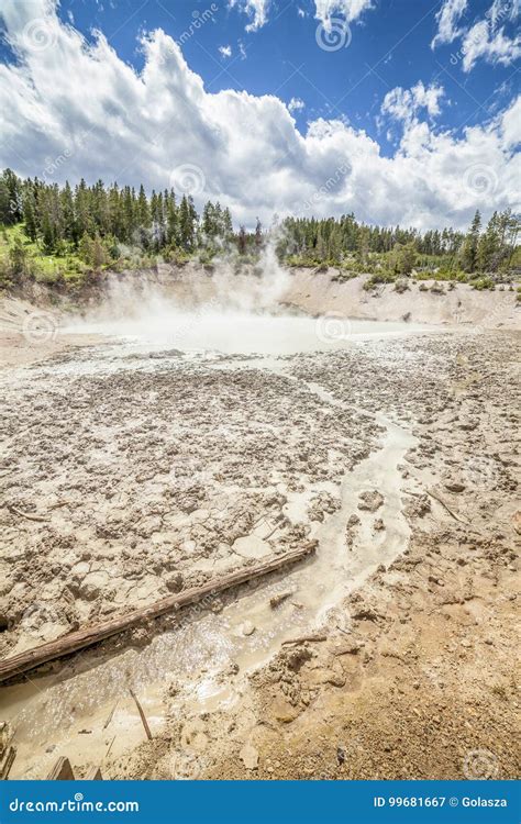 mud volcano pool yellowstone national park usa stock image image