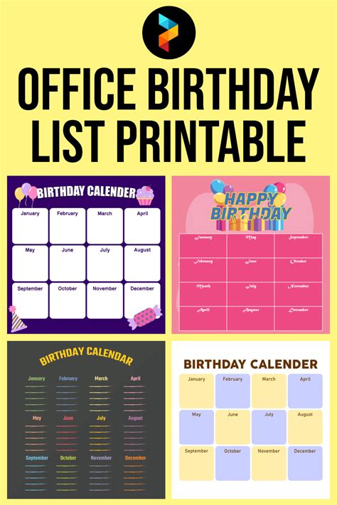 office birthday list printable birthday template office birthday