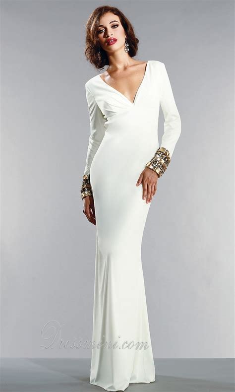 White Evening Gowns Long Sleeve Evening Dresses Prom Dresses Long