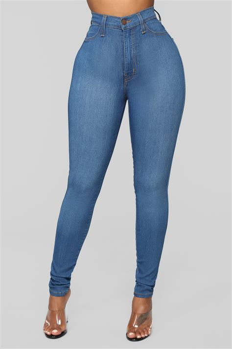 classic high waist skinny jeans medium blue