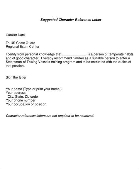 court character reference letter template