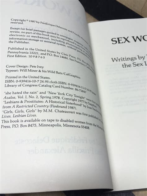 Sex Work Writings By Women In The Sex Industry Edited By Frédérique