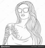 Coloring Girl Pages Beautiful Stock Illustration Depositphotos Vector Andrey sketch template