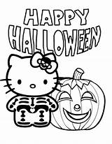 Halloween Coloring Pages Kitty Hello Pumpkin Skeleton Print Printable Happy Color Colouring Card Wallpaper Kids Greeting Book Popular Witch sketch template