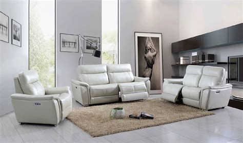 living room set  light grey leather power recliners