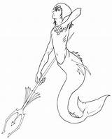 Merman Coloring Pages Outline Drawing Mermaid Drawings Print Getdrawings Outlines Female sketch template
