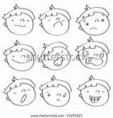 Cartoon Faces Expressions Kid Funny Stock Color Outlined Eyes Pages Colouring sketch template