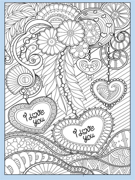 valentines day coloring pages  adults vol   etsyde