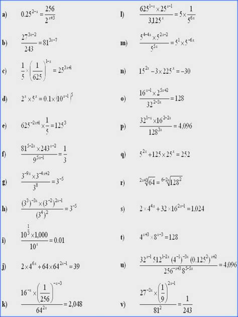 solving exponential equations  logarithms worksheet answers