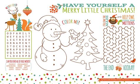 printable christmas placemats  adults  printable